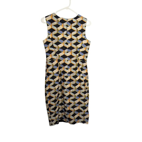Milly Kendra Sleeveless Geometric Sheath Dress Size 8 Black/Yellow/Blue size 8 - Picture 5 of 7
